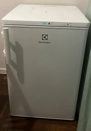 Vit frysbox från Electrolux - Säljer en vit frysbox från Electrolux med klassisk design och tydlig logga på framsidan. Boxen har ett rejält handtag och kontrollpanel med lampor på ovansidan. Perfekt för extra frysutrymme hemma eller i förrådet.
