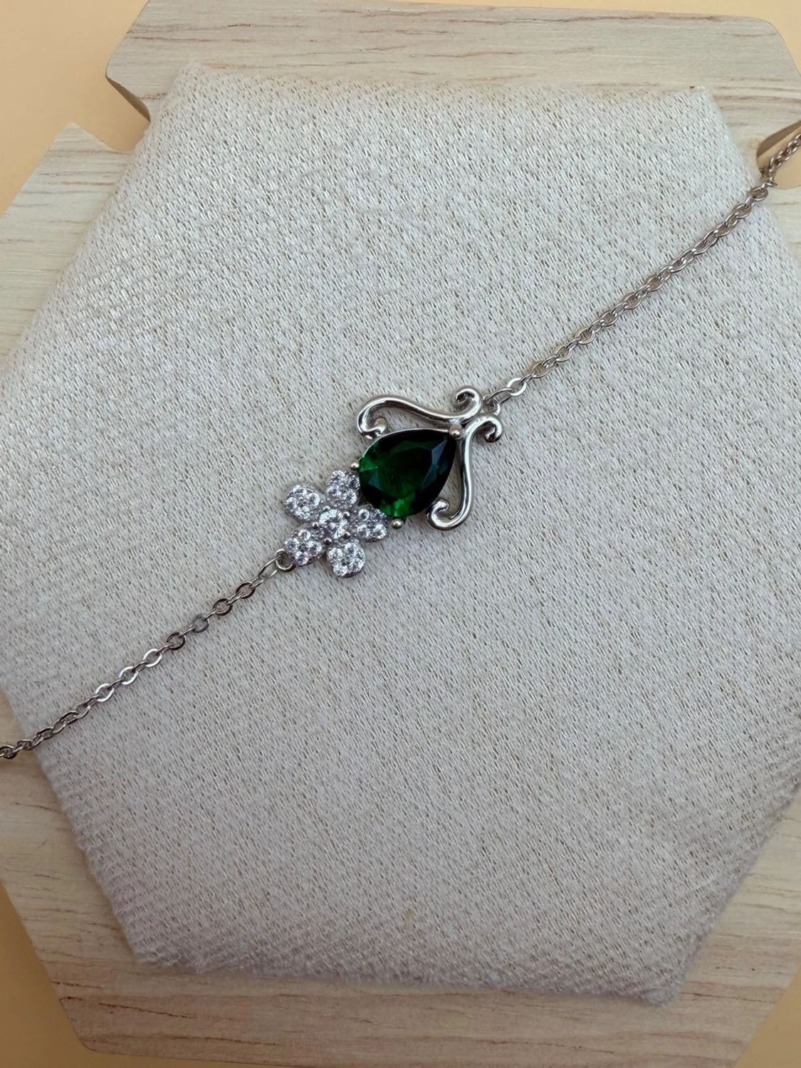 Delikat Armband i äkta silver (925) med Labbodlad grön topas - 3