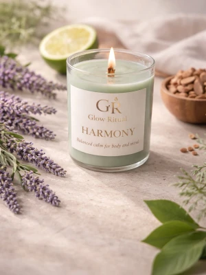 Harmony handmade doftljus - Harmony handgjord doftljus är ett balanserande ljus som lugnar både kropp och sinne. Lavendel och bergamott möts i en mjuk, harmonisk doft med inslag av sandelträ som skapar en känsla av stabilitet, ro och välbefinnande i hemmet Perfekt för kvällsritualer, återhämtning och stilla stunder.