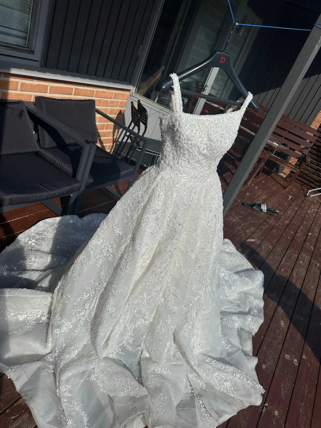 Vit glittrig bröllopsklänning - 4