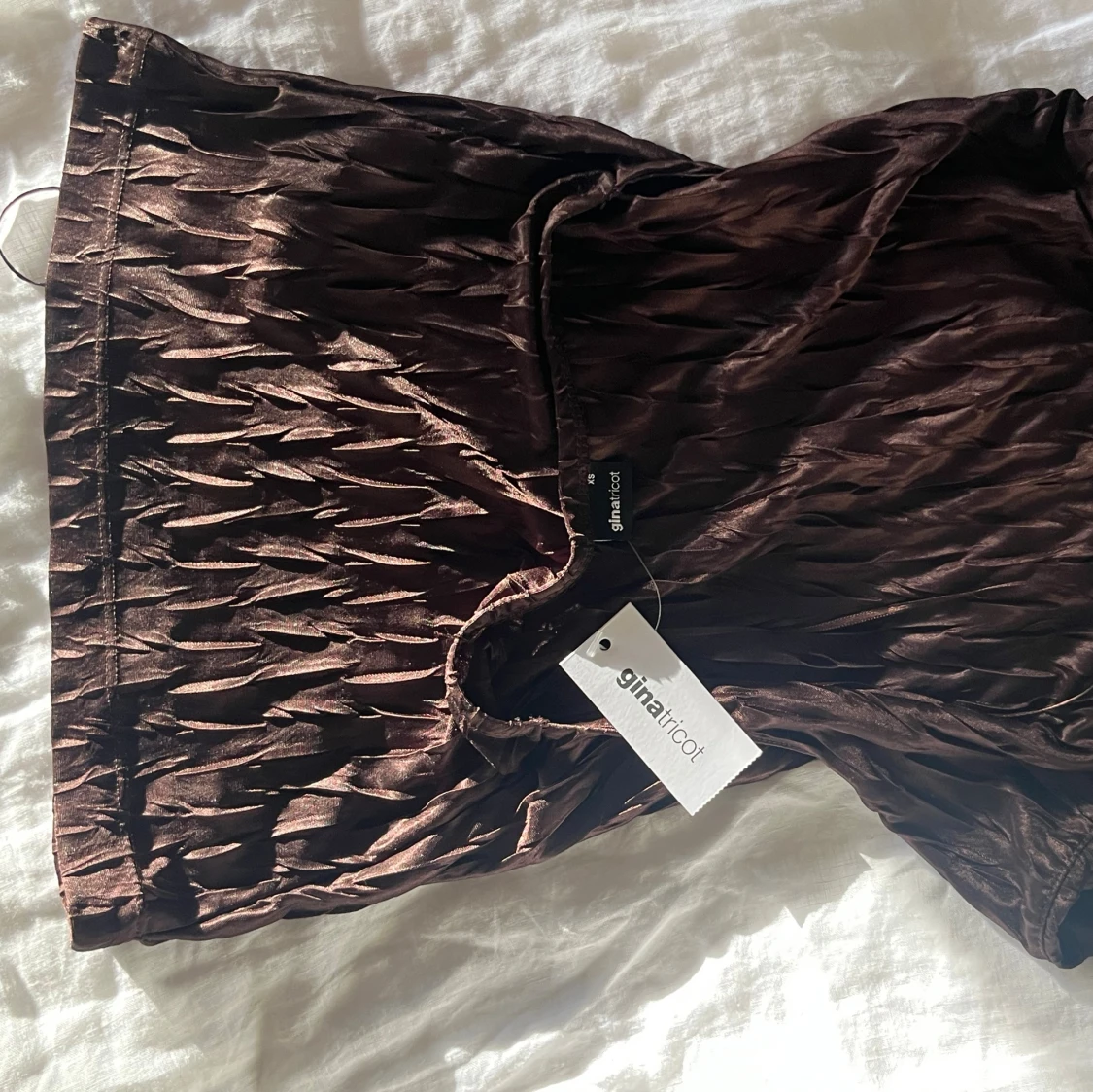 Brun halterneck draperad topp - 1