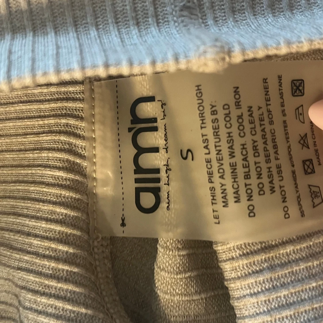 Beige ribbade leggings från Aimn - 4