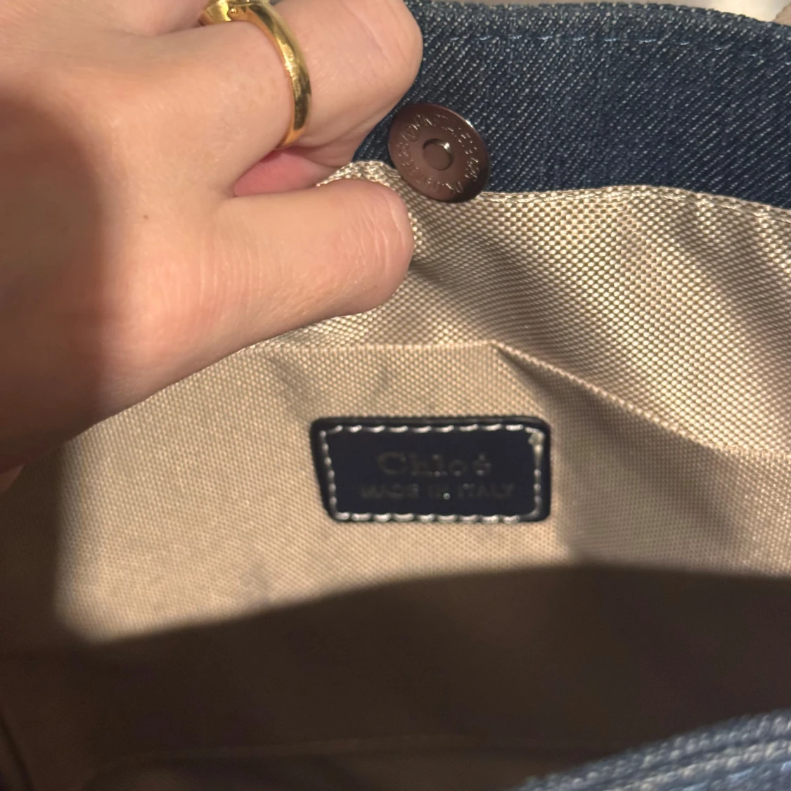 Chloé blå handväska med logoband - 4