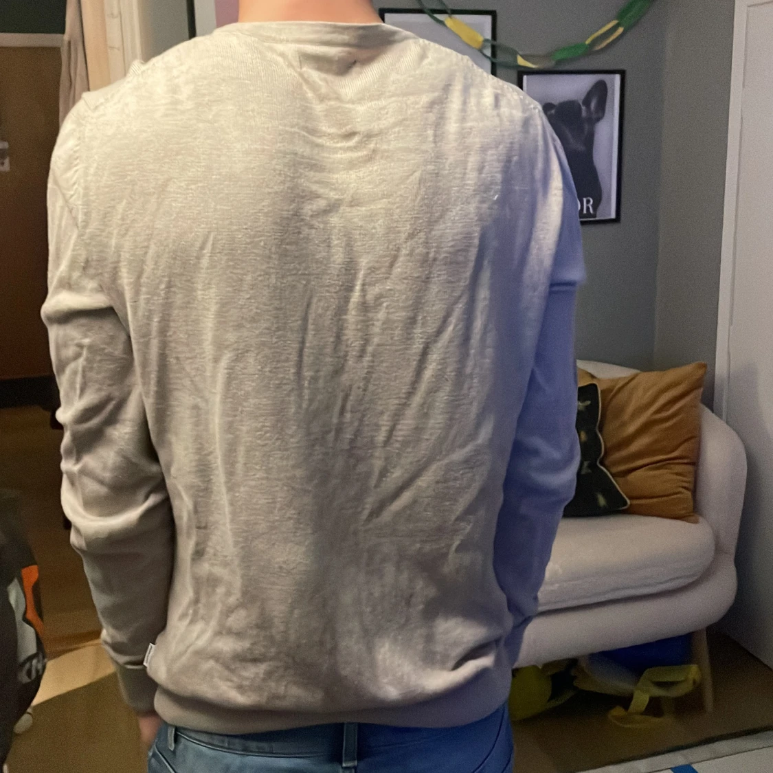 Ljusgrå basic långärmad tröja - 2