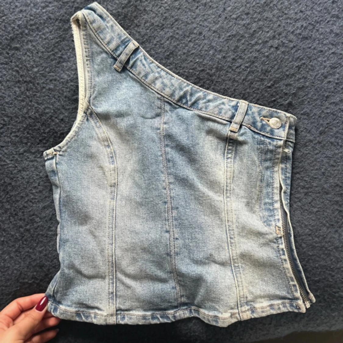 Jeans one shoulder topp från Zara - 2