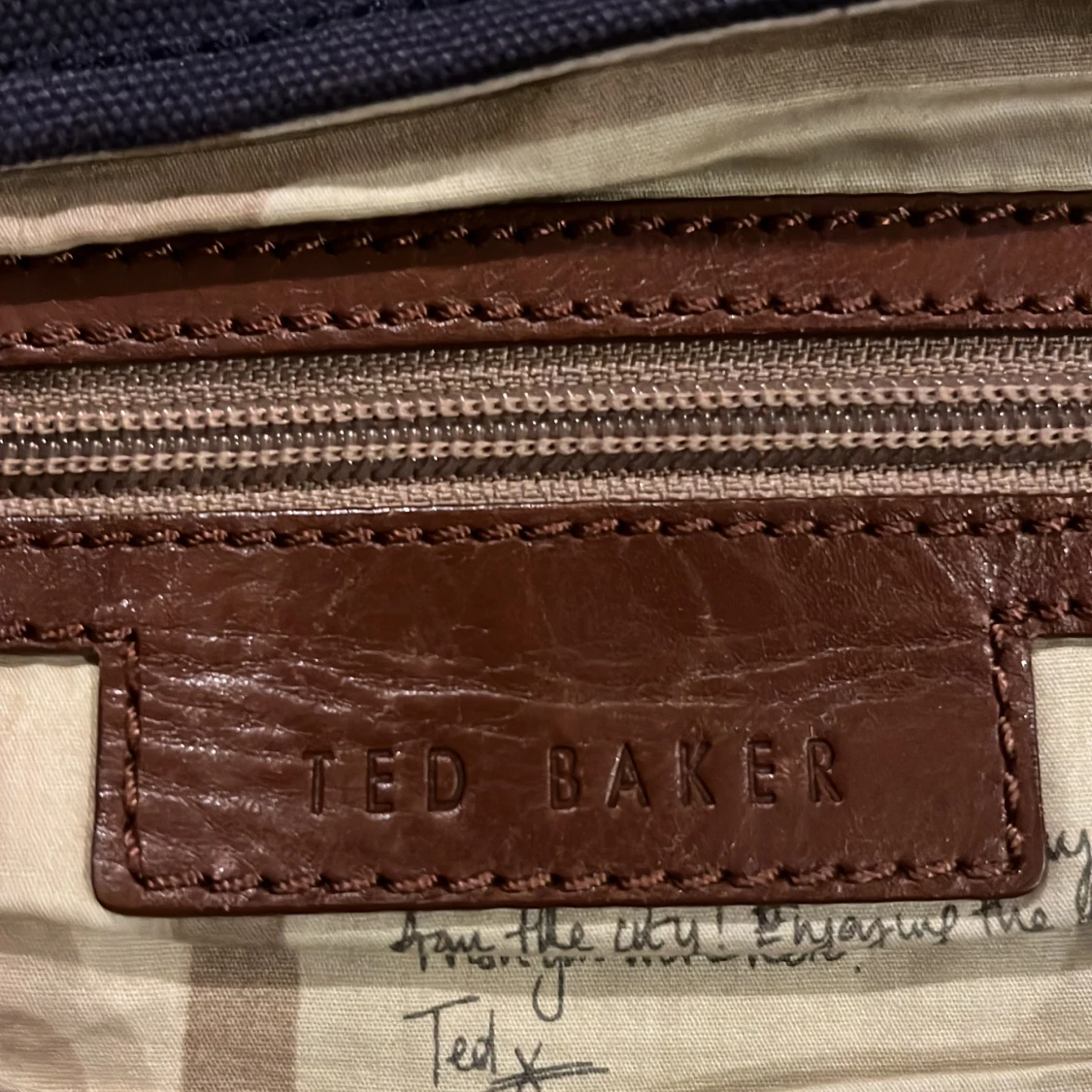 Blå/lila och brun vintage väska från Ted Baker - 3