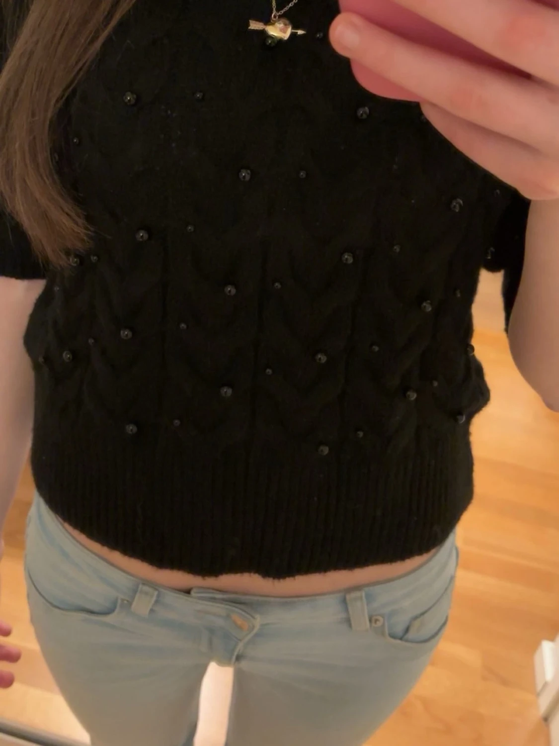 Svart croppad stickad topp - 2