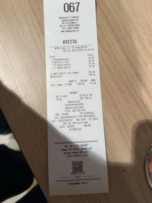 67 kvitto - McDonald’s 67 kvitto