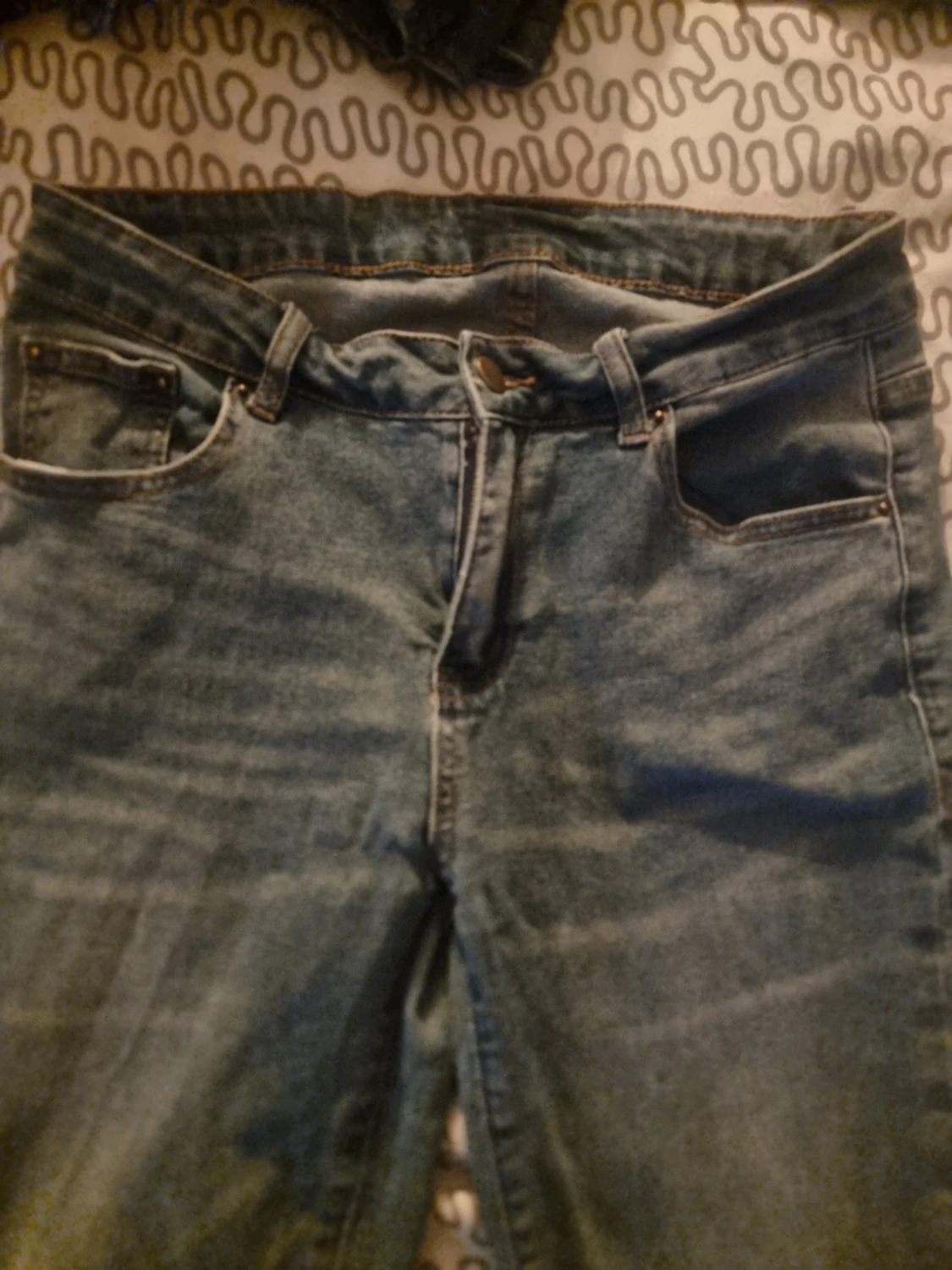 Blå flard jeans med klassisk look - 1