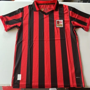 AC Milan randig fotbollströja Puma - Snygg AC Milan fotbollströja från Puma med klassiska röda och svarta vertikala ränder. Tröjan har korta ärmar, krage och broderat klubbmärke på bröstet. Tillverkad i lätt och ventilerande DryCell-material som passar perfekt för träning eller match. Replika, endast handtvätt gäller!