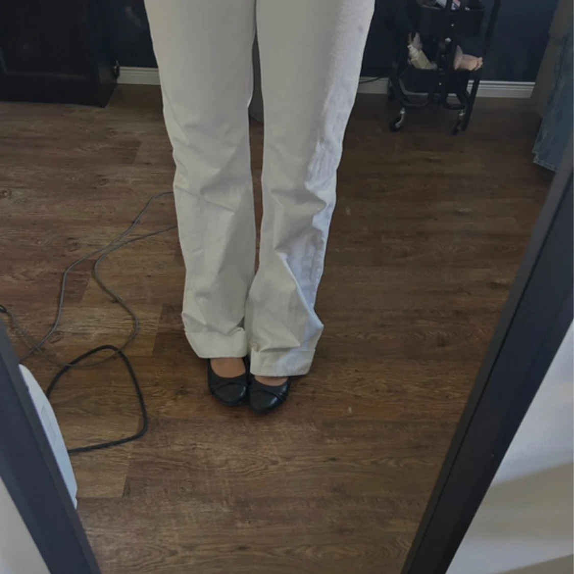 Vita raka jeans med låg midja - 2