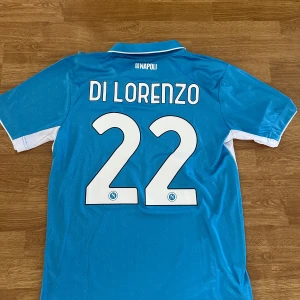 Napoli hemmaställ Di Lorenzo #22 - Napoli hemmaställ för säsongen 24/25 med Di Lorenzo 22 på ryggen. Tröjan är helt ny och är i storlek S. 
