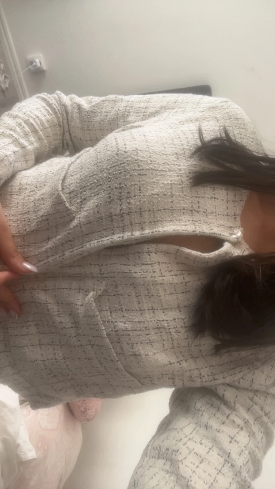 Vit rutig kavaj med dragkedja - 1