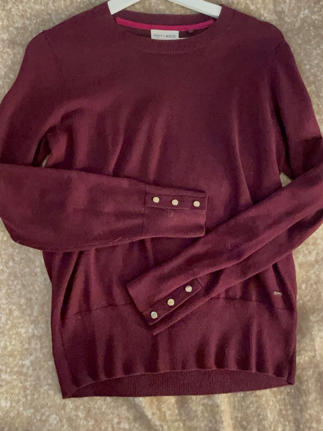 Vinröd stickad tröja från Lindex