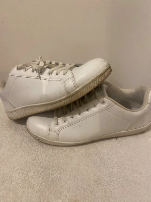 Vita sneakers från Kappa strl 44 - Klassiska vita sneakers från Kappa i storlek 44. Skorna har en stilren design med rund tå, snörning och diskret Kappa-logga på sidan. Tillverkade i syntetmaterial med vit sula och meshfoder för extra komfort.