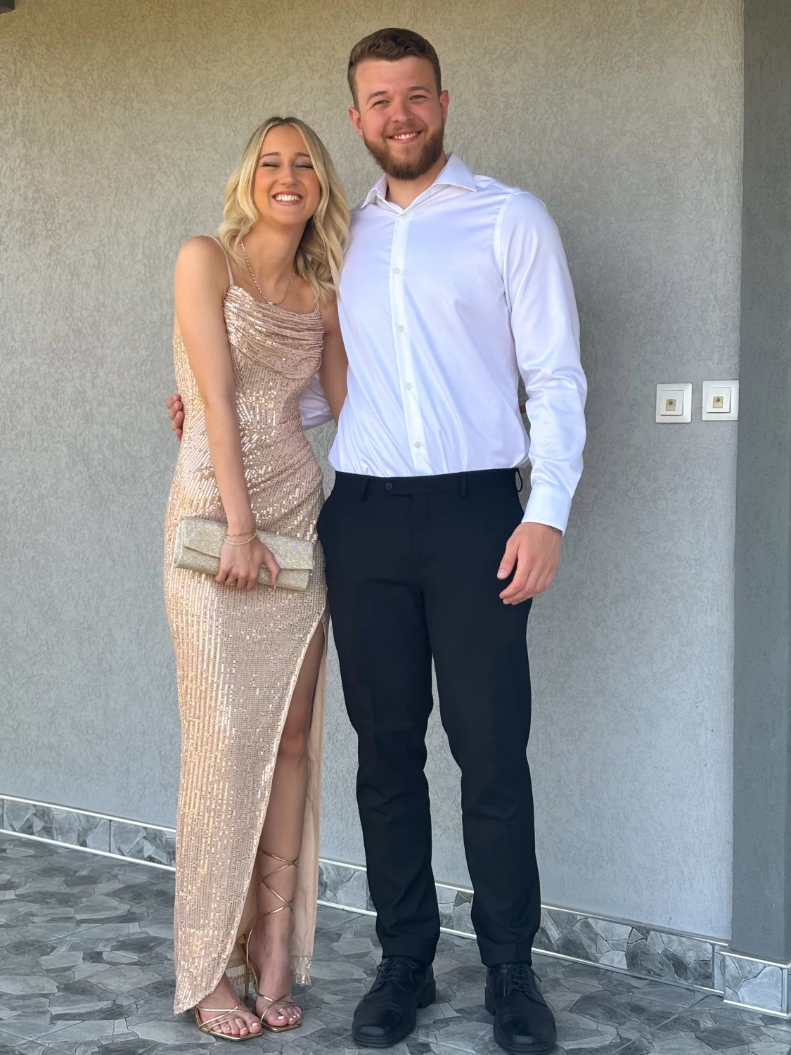 Rose glittrig långklänning - 1