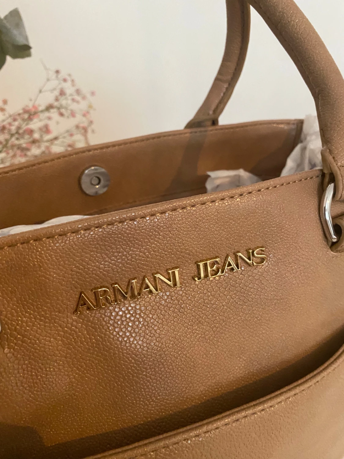 Beige handväska från Armani Jeans - 5