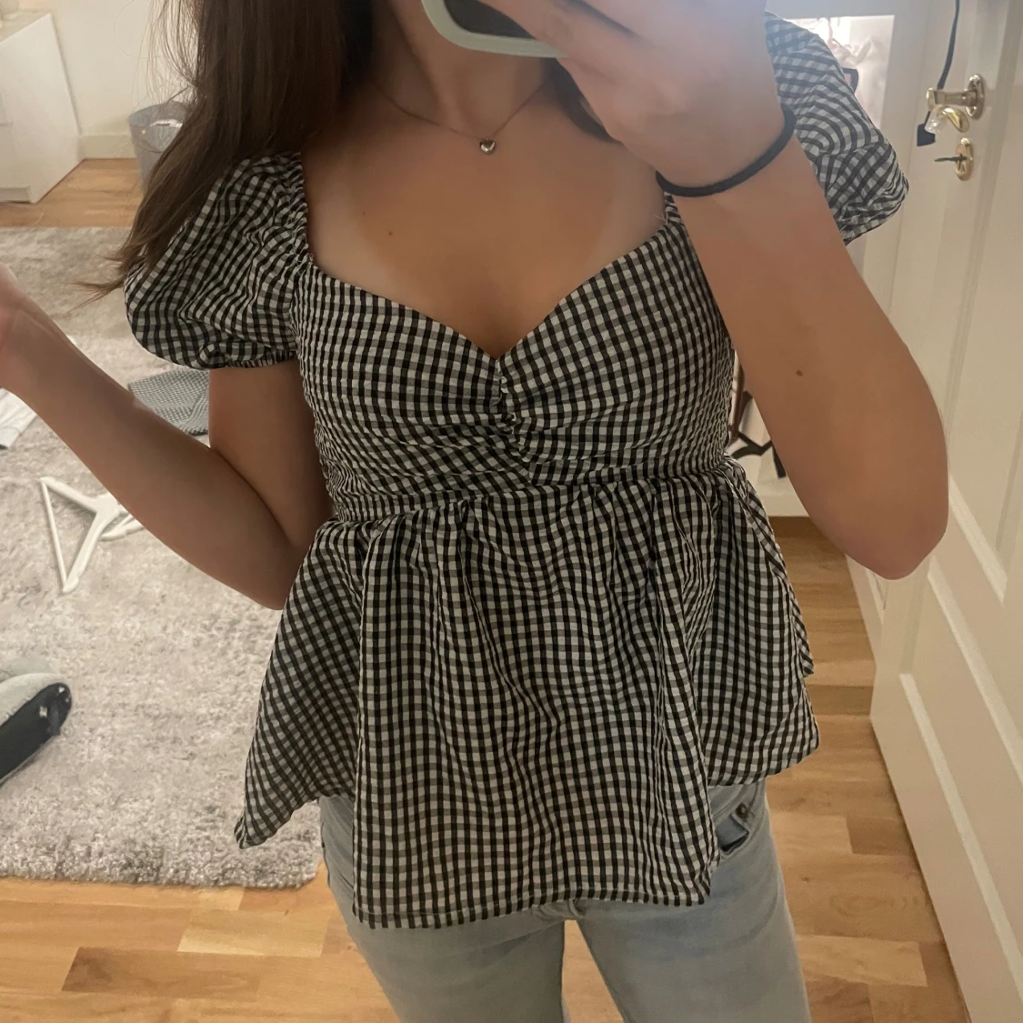 Svartvit rutig blus 