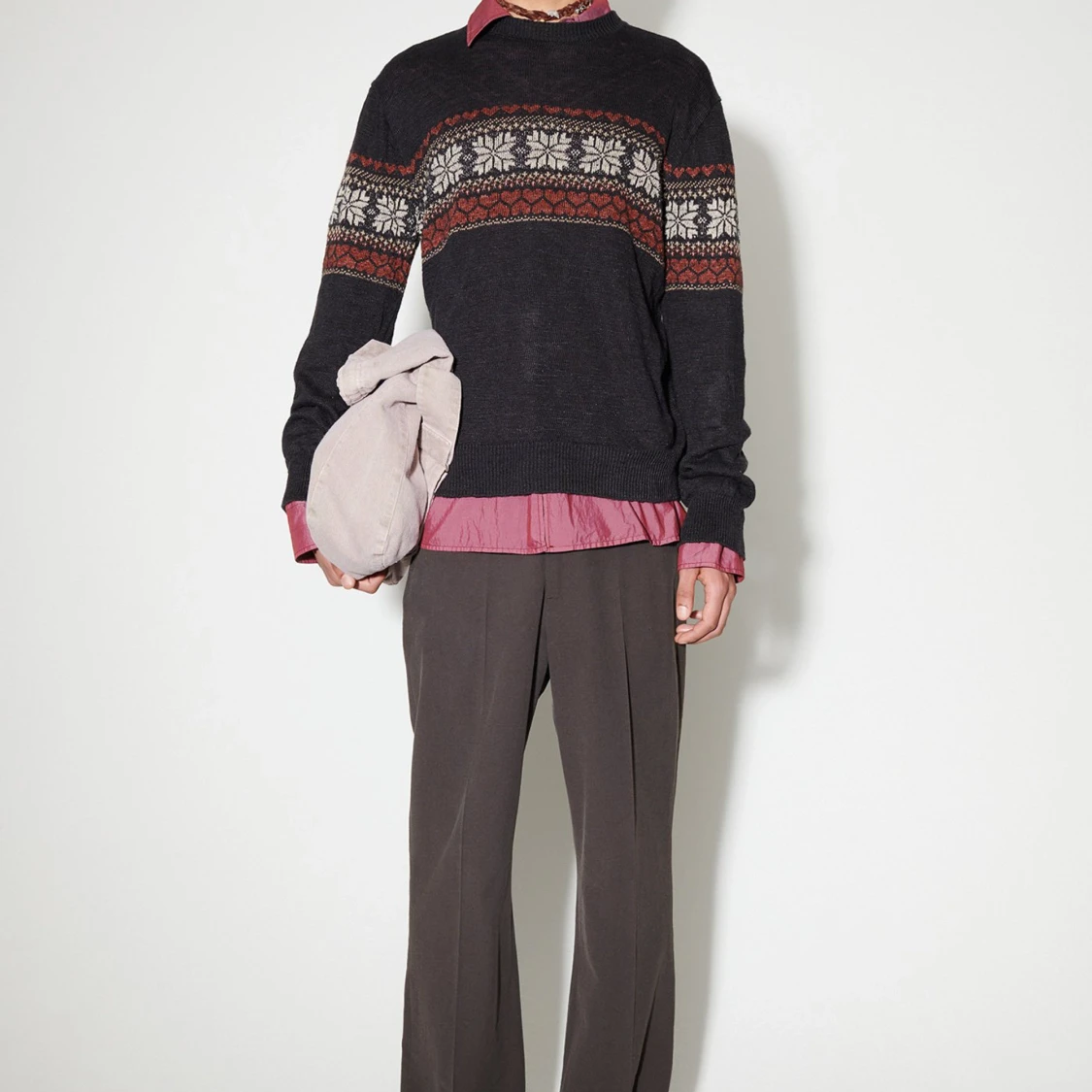 OUR LEGACY - Base Roundneck Mörkgrå mönstrad stickad tröja Our Legacy - 3