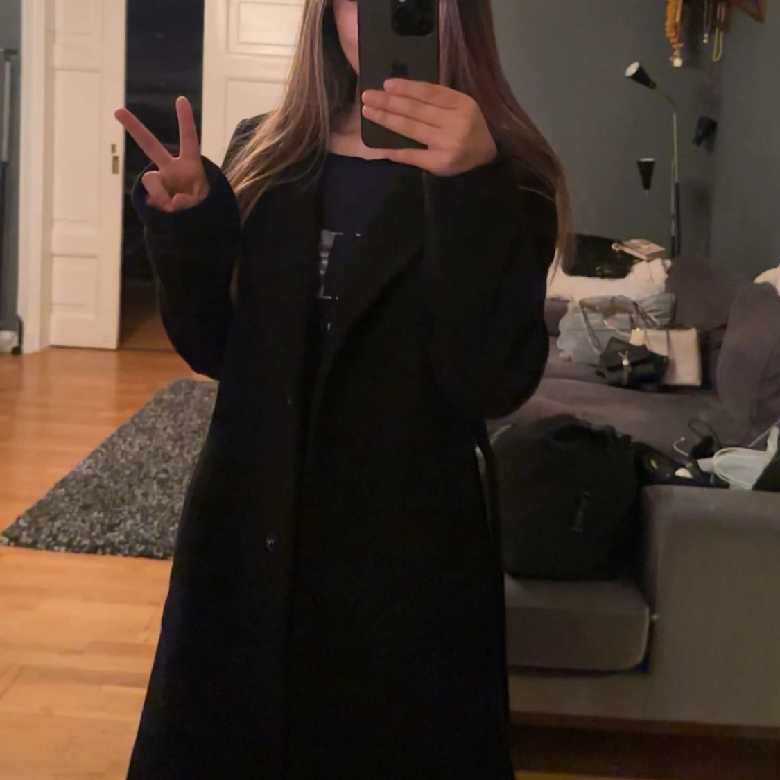 Svart lång kappa från H&M - 1