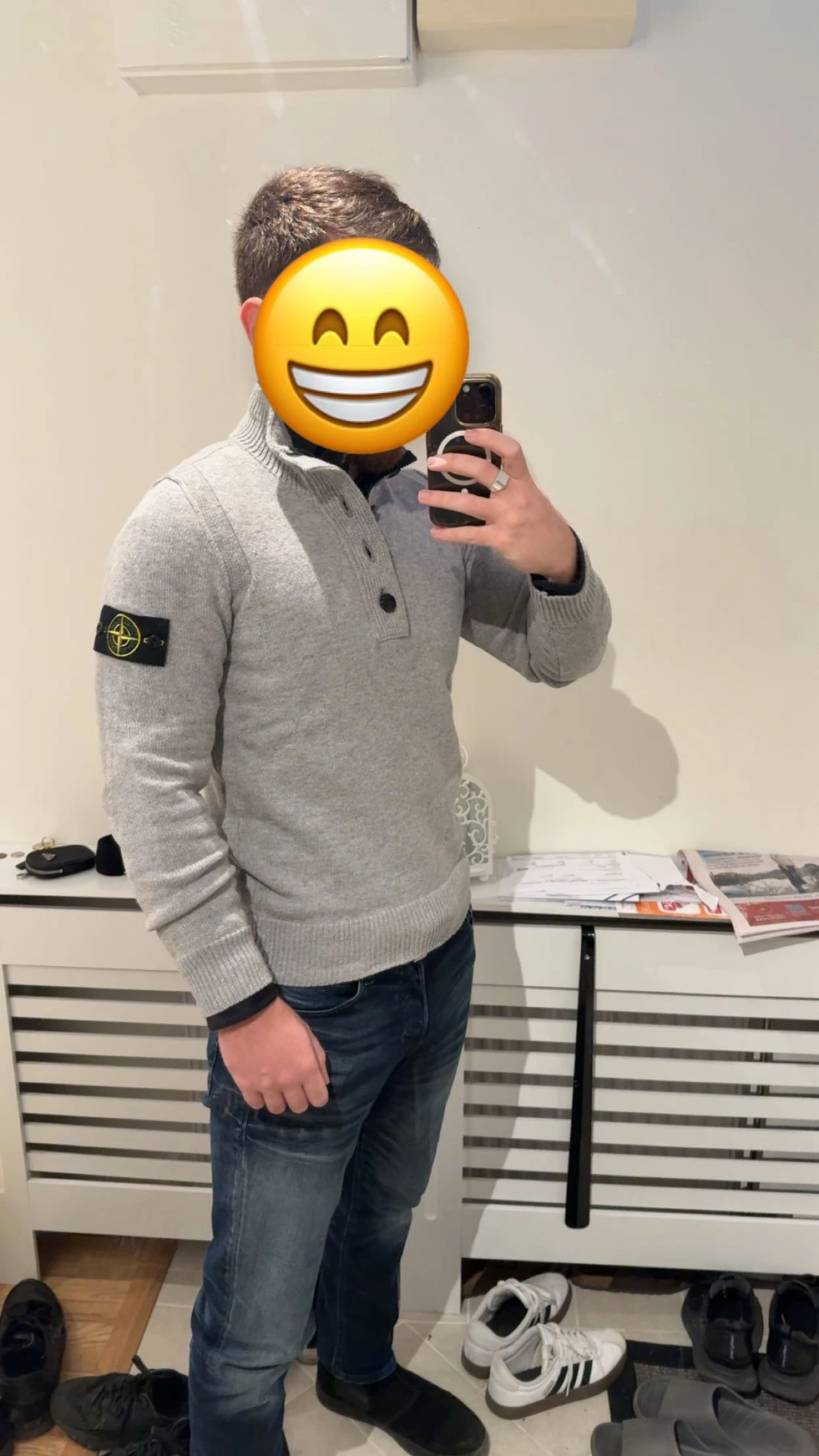 Stone Island Maglia Knitted Half Button Grå