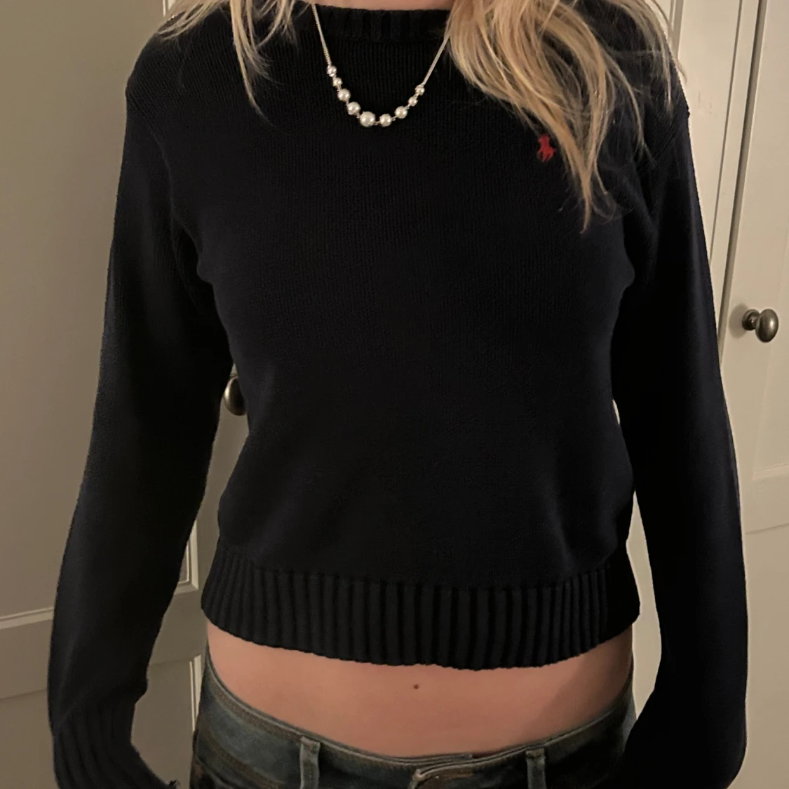 Mörkblå stickad tröja från Ralph Lauren