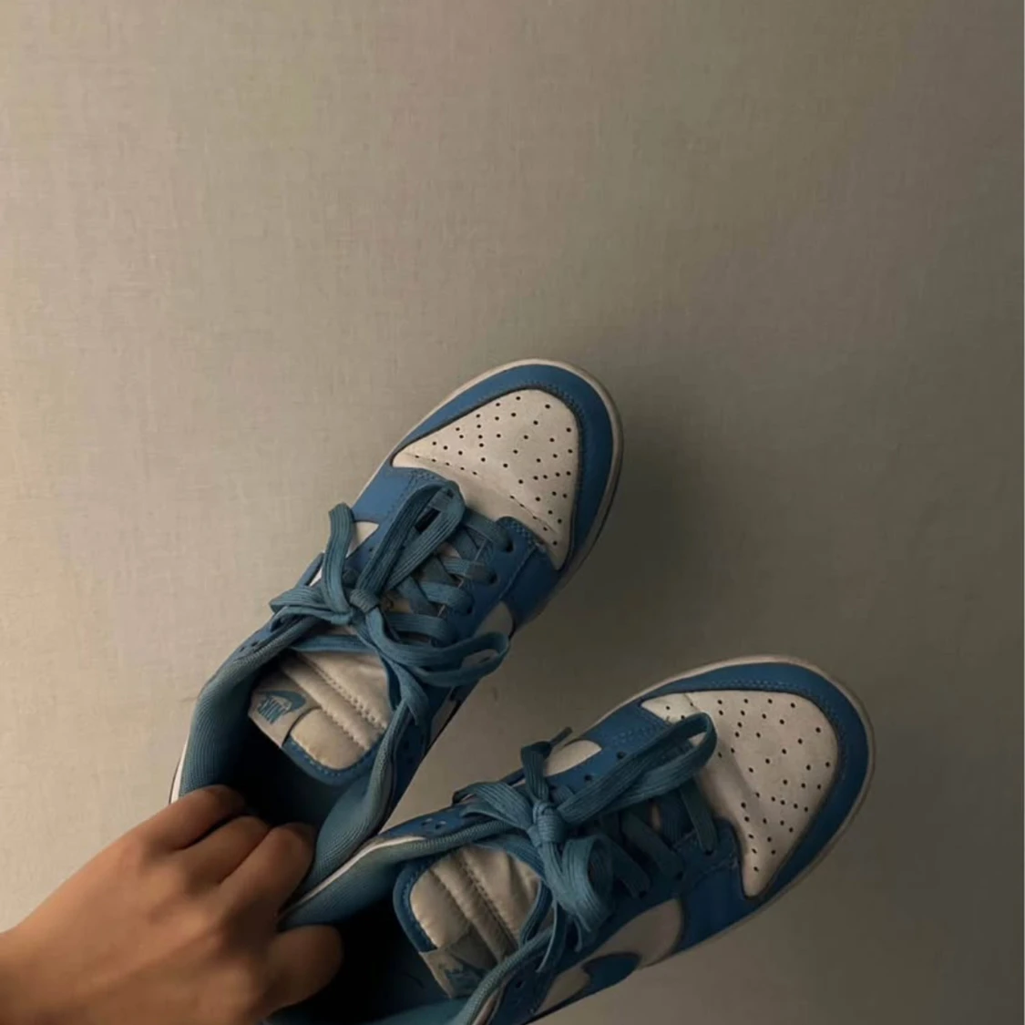 Nike Dunk Low blå och vita sneakers - 1