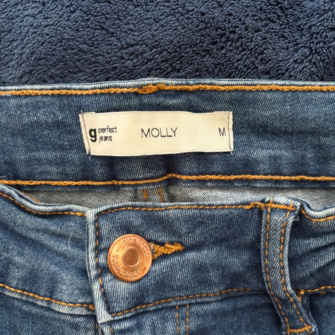 Blå högmidjade skinny jeans - 4