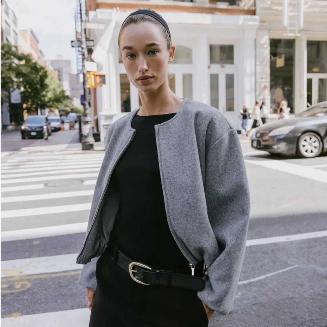 Grå bomberjacka med dragkedja - 2