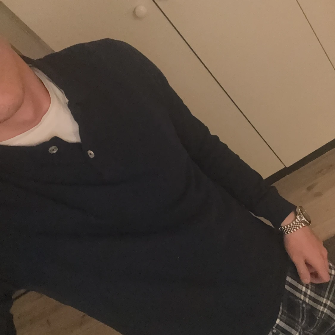 Mörkblå långärmad pikétröja Pier One - 1