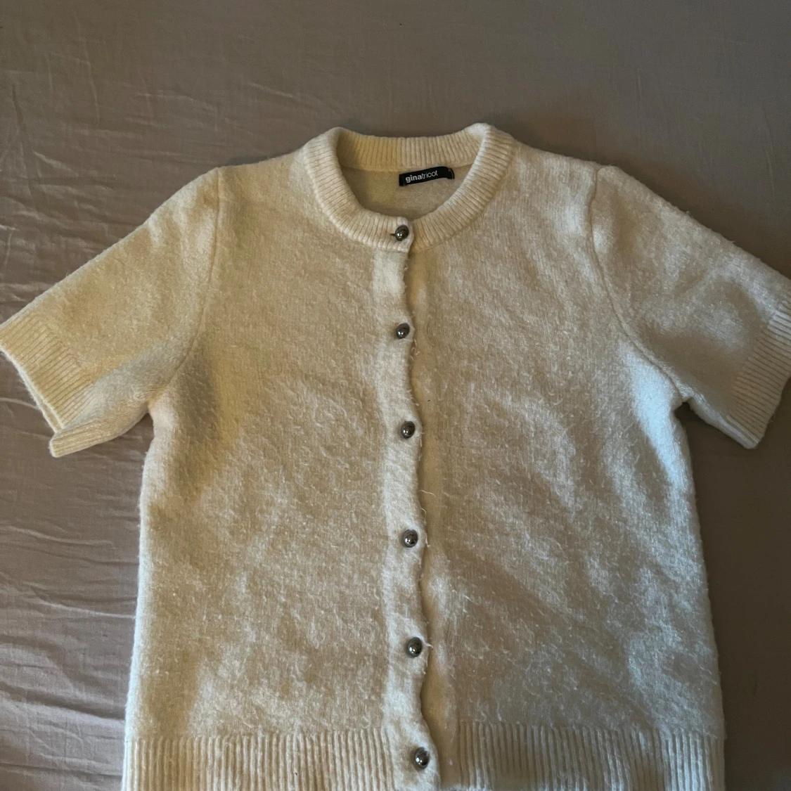 Vit stickad kortärmad topp Gina Tricot - 3