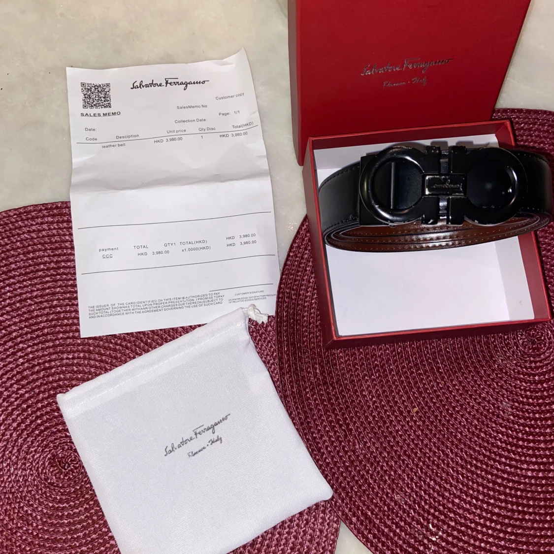 Salvatore Ferragamo svart/brunt skärp