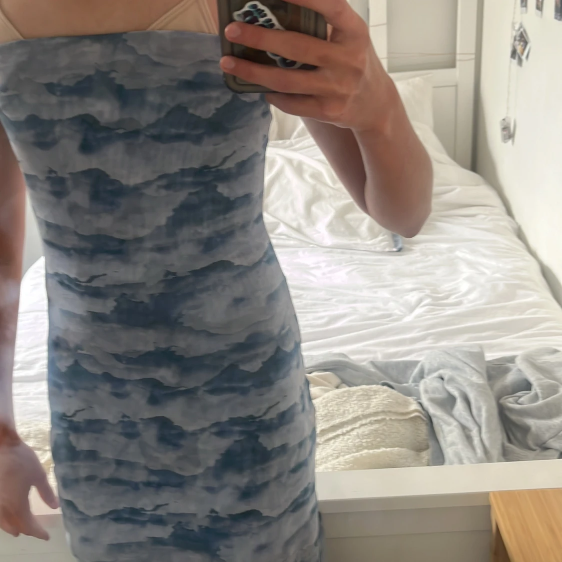 Strapless blå klänning  - 3