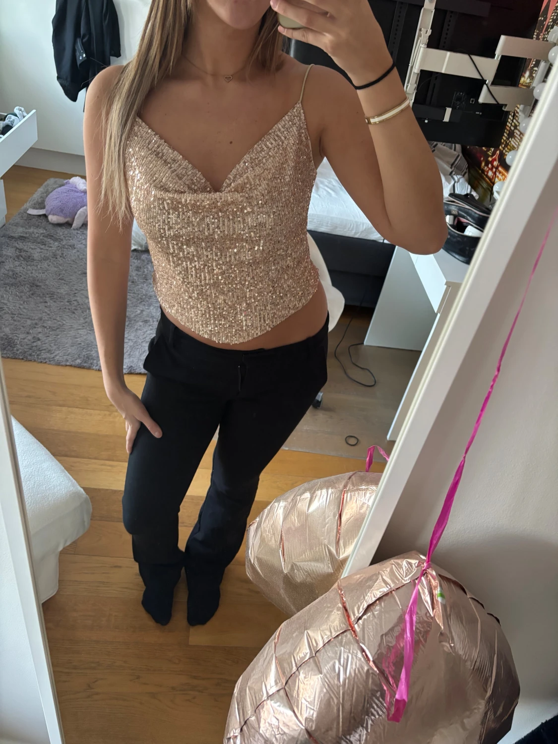 Champagnefärgad glittrig  topp