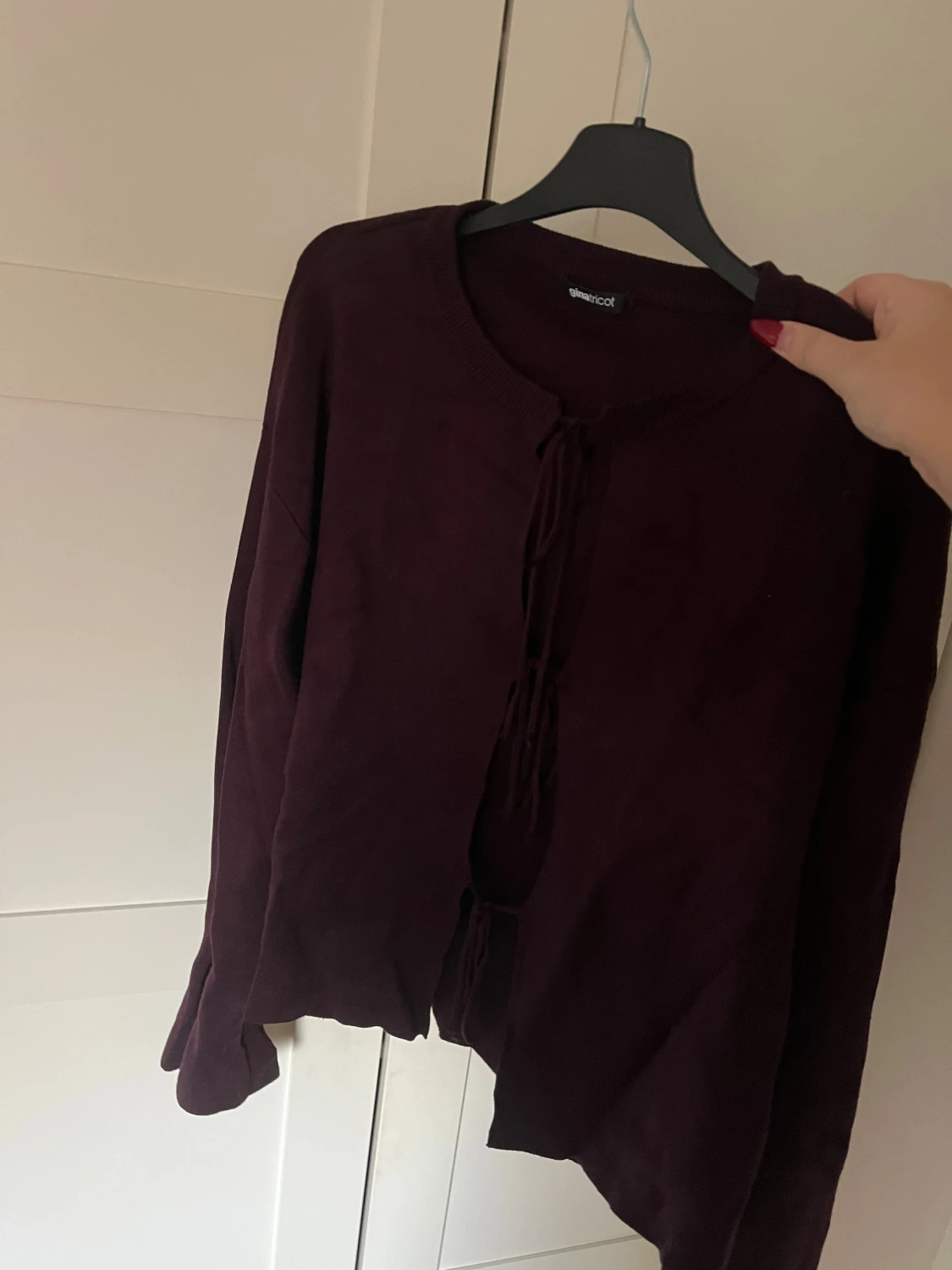 Mörklila kofta med snörning från Gina Tricot - 2