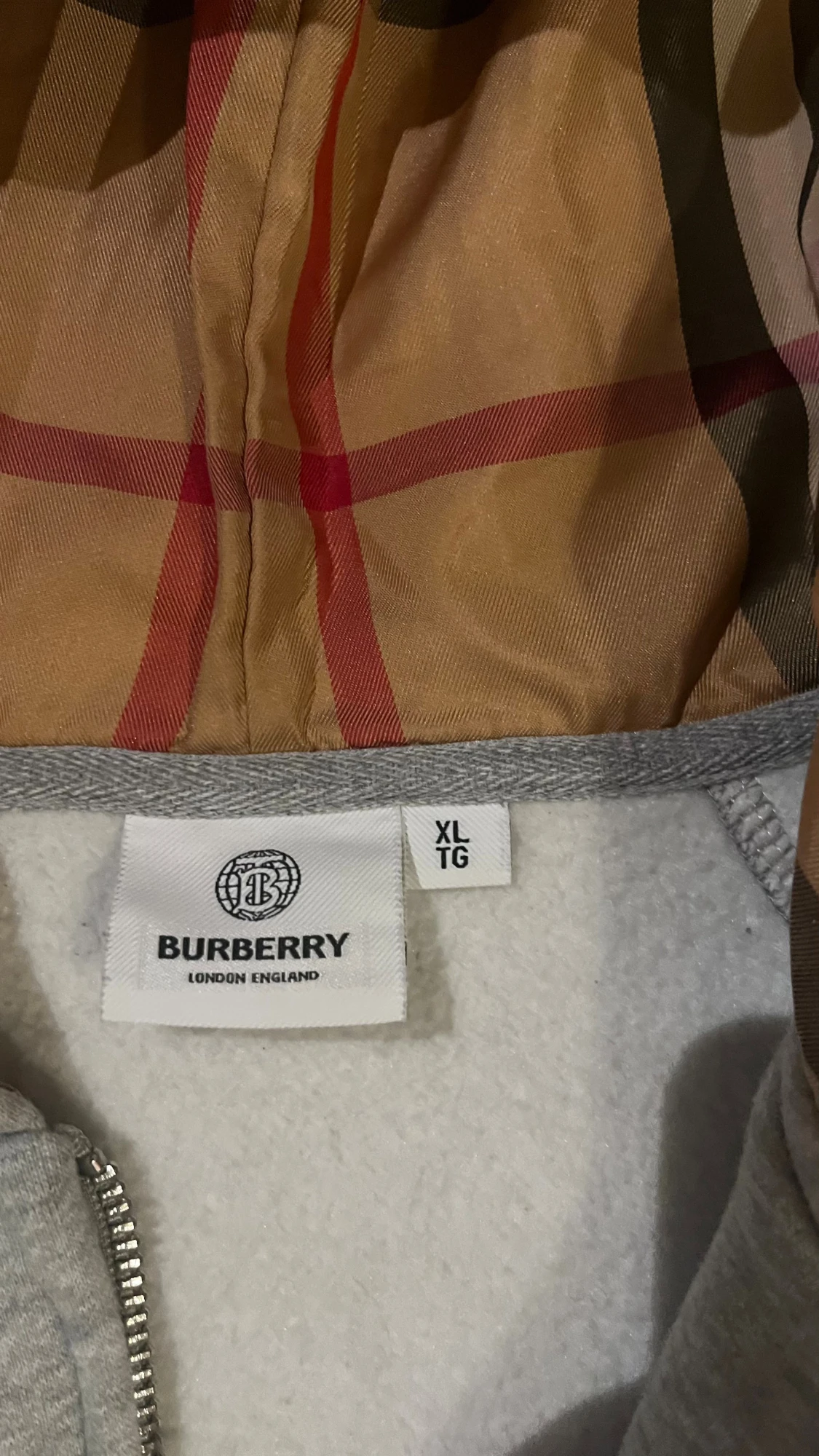 Grå Burberry hoodie S med dragkedja - 1