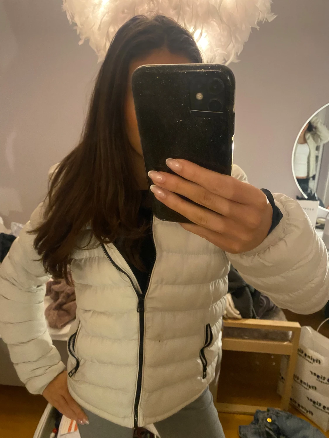 Vit pufferjacka med dragkedja - 1