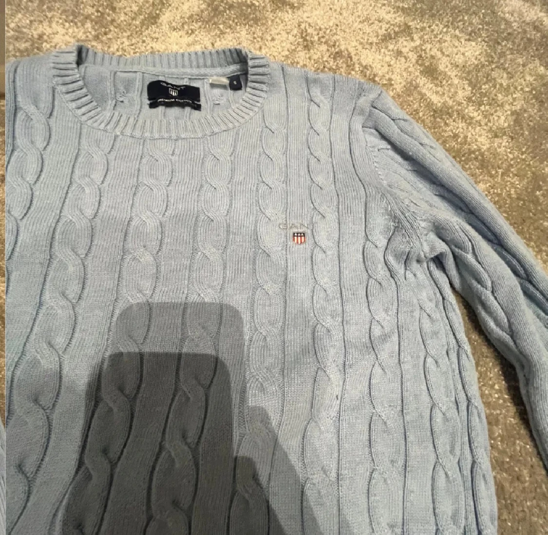 Ljusblå Kabelstickad Gant Tröja - 1