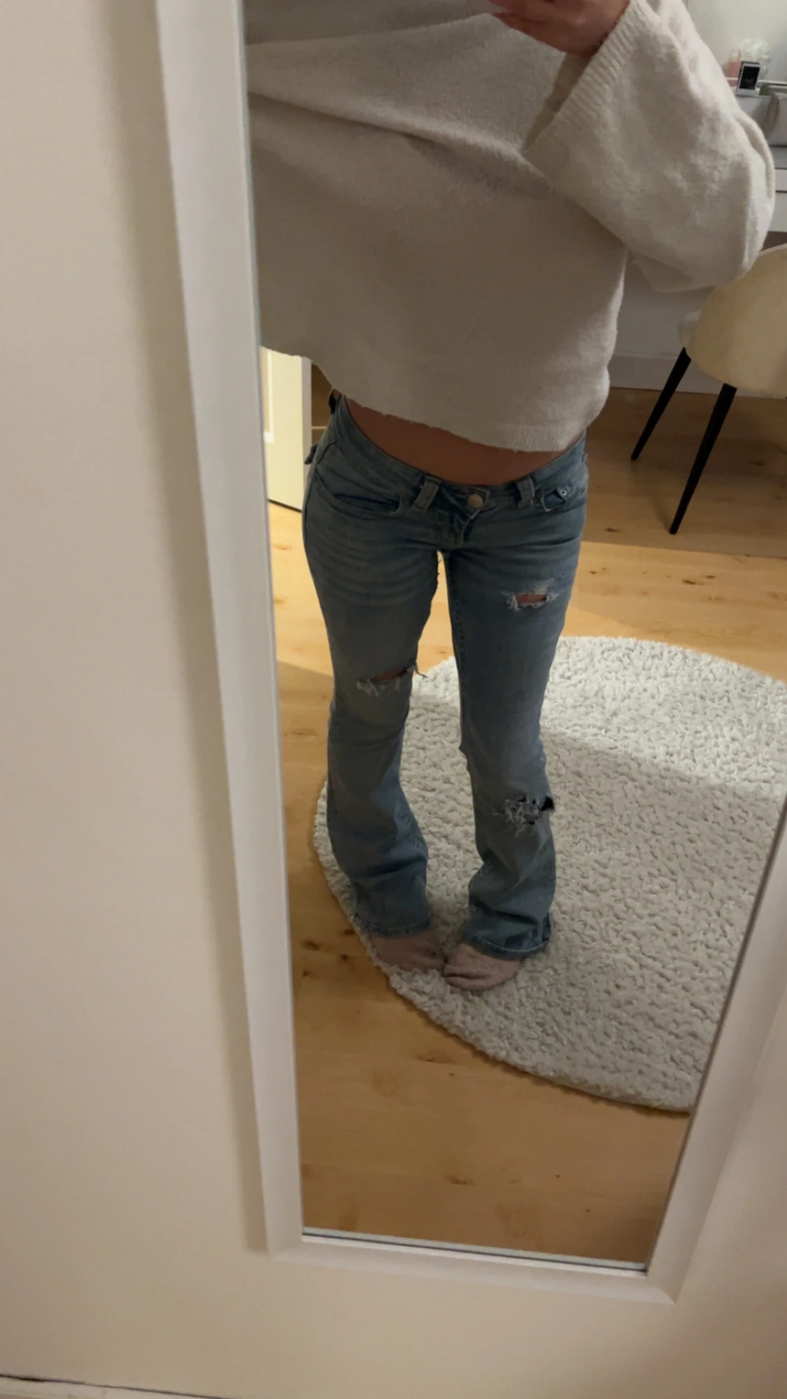 omsydda lågmidjade jeanse  - 2