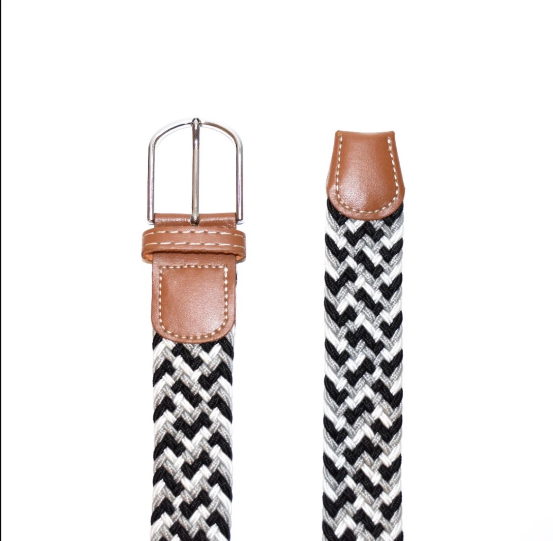 Flätat Bälte - SVART, GRÅ, VIT - 2