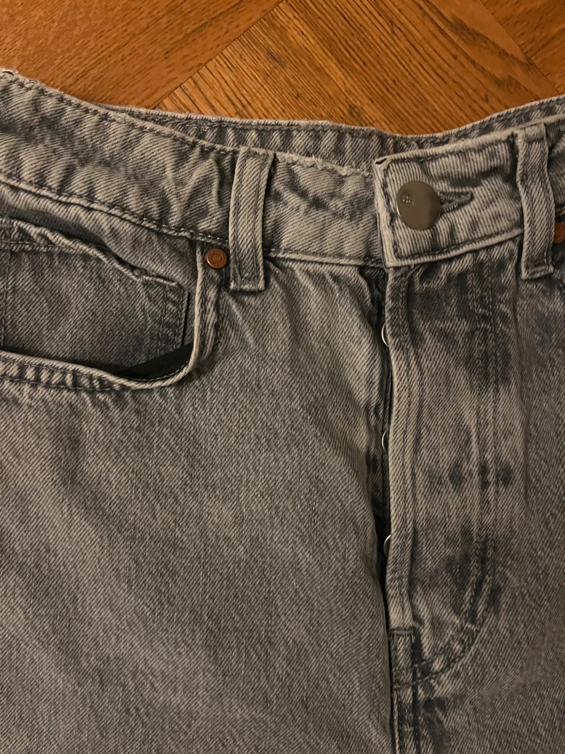 Gråa wide jeans med hög midja - 2