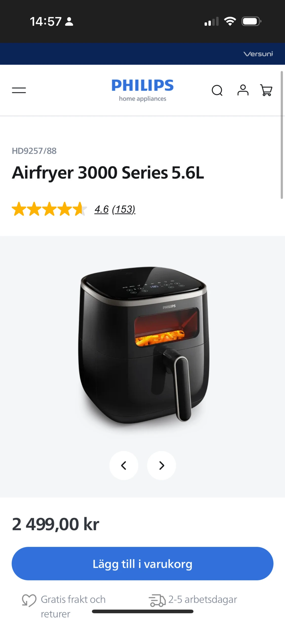 Philips Airfryer 3000 Series 5.6L – Helt ny i kartong