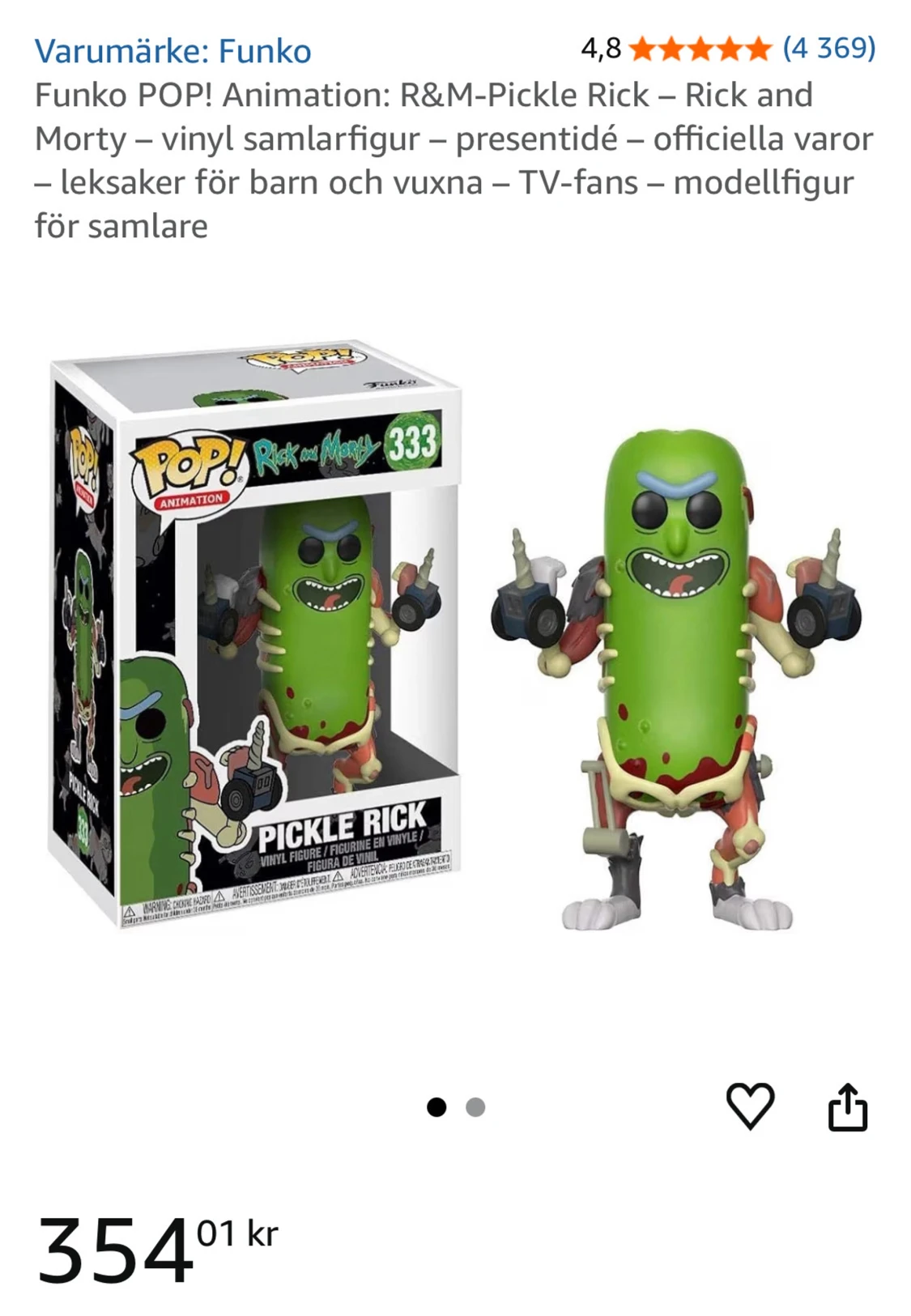 Funko Pop Animation Rick and Morty Pickle Rick figur - 6