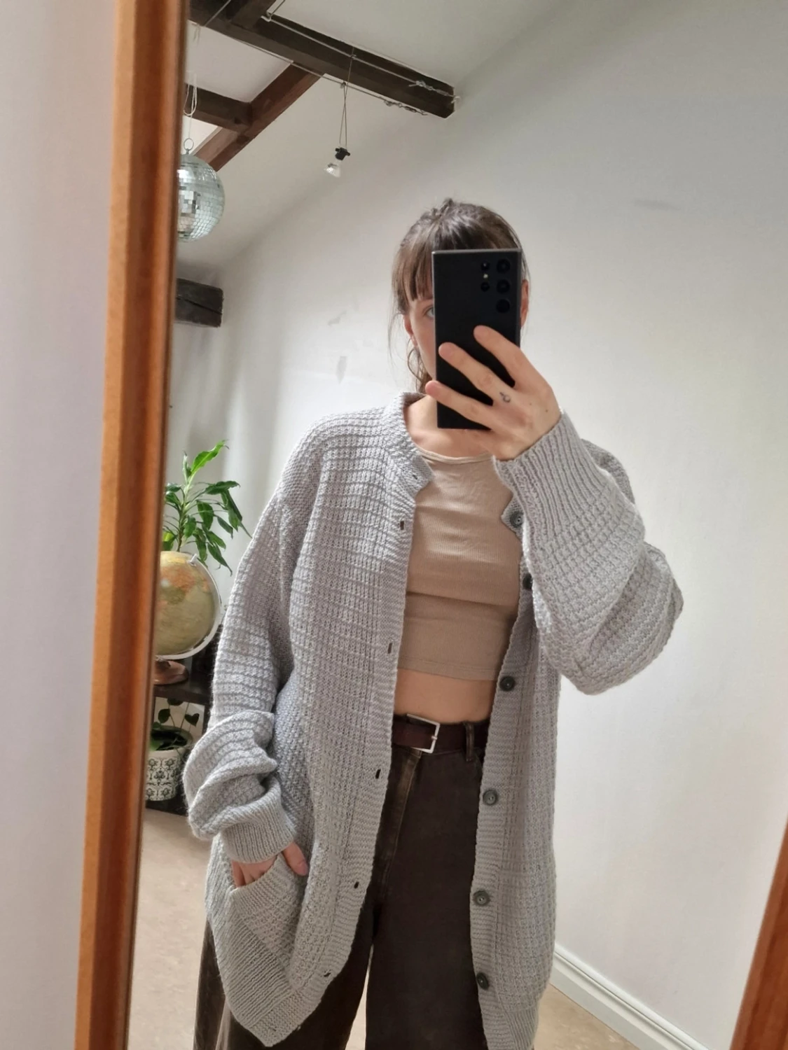 Grey oversized cardigan - 2