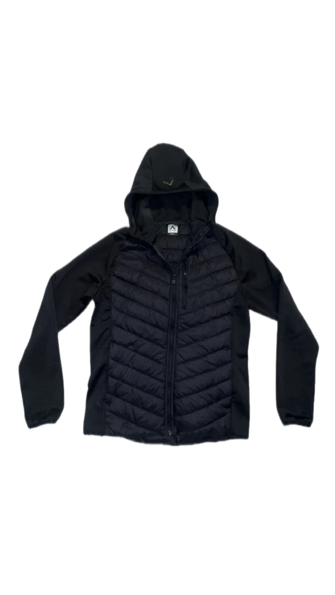 Svart quiltad pufferjacka med huva