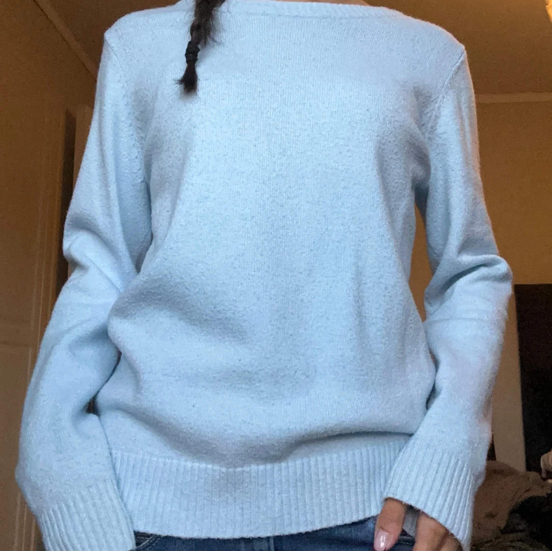 Ljusblå stickad tröja - 2