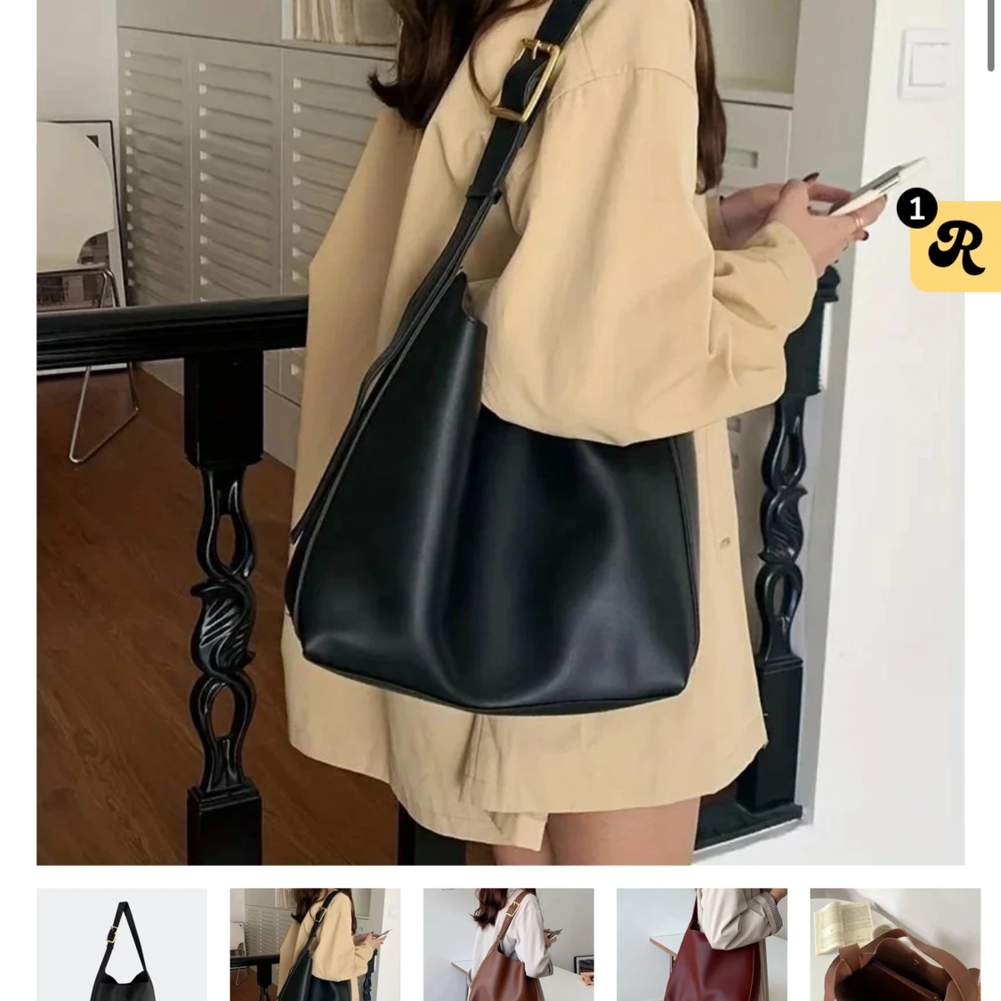 Svart axelväska i skinnimitation