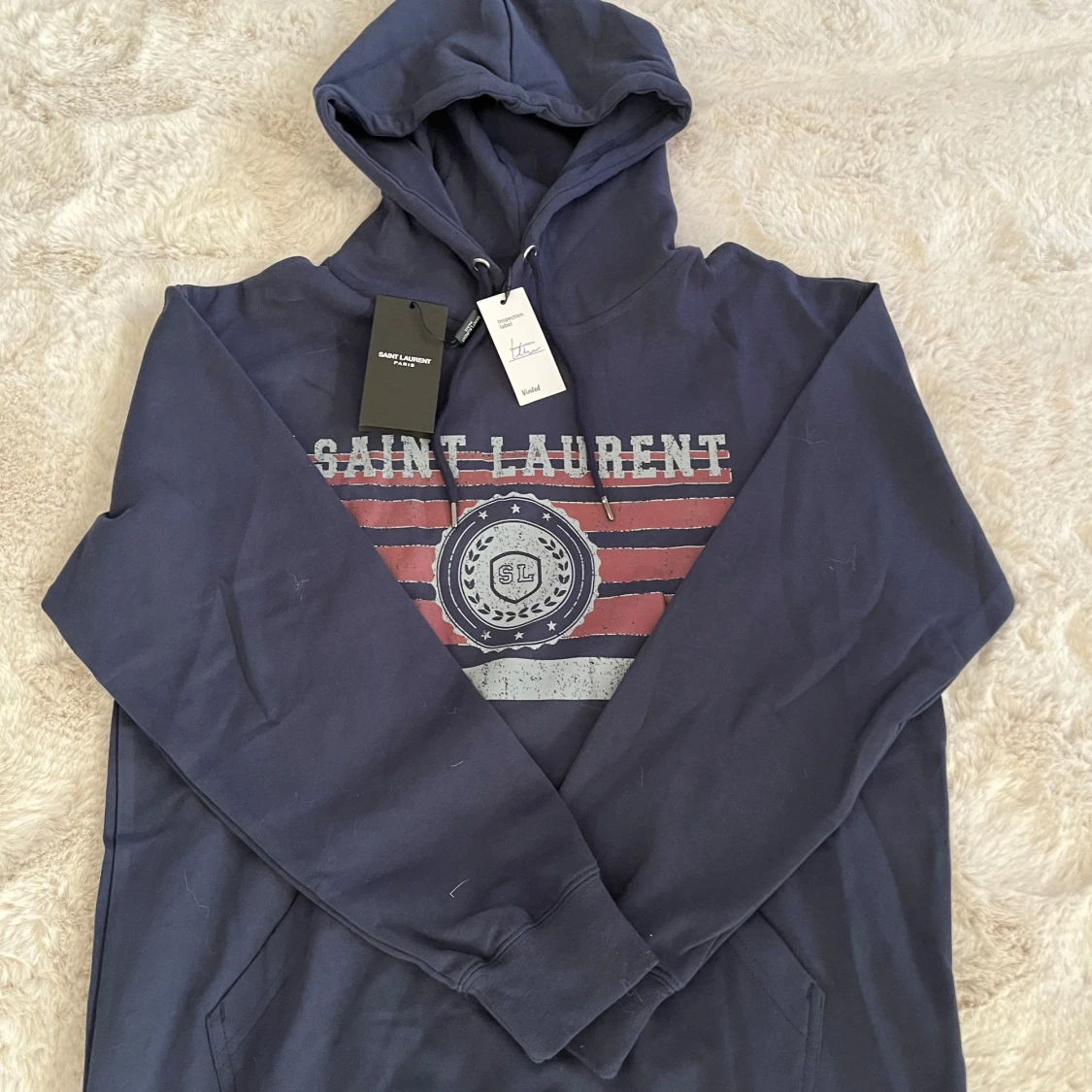 Blå Saint Laurent hoodie med tryck