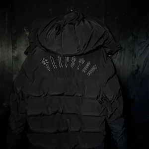 Svart pufferjacka från Trapstar - Pris kan diskuteras. svart pufferjacka från Trapstar med stor huva och stor broderad text i svart färg på ryggen. Jackan har en rund patch med Trapstar-symbol på bröstet och dragkedja framtill. Puffig design och riktigt najs för kalla dagar. Den är i xs men passar perfekt på mig som är 180cm lång. Man kan ta av luvan med en dragkedja.