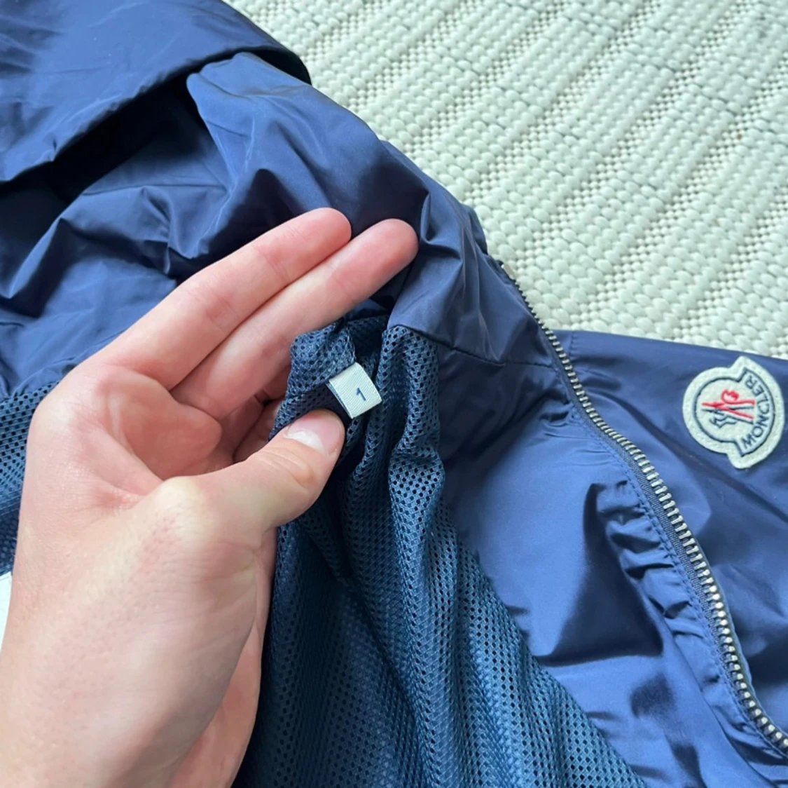 Marinblå vindjacka Moncler 100% äkta (Authenticerad) - 3